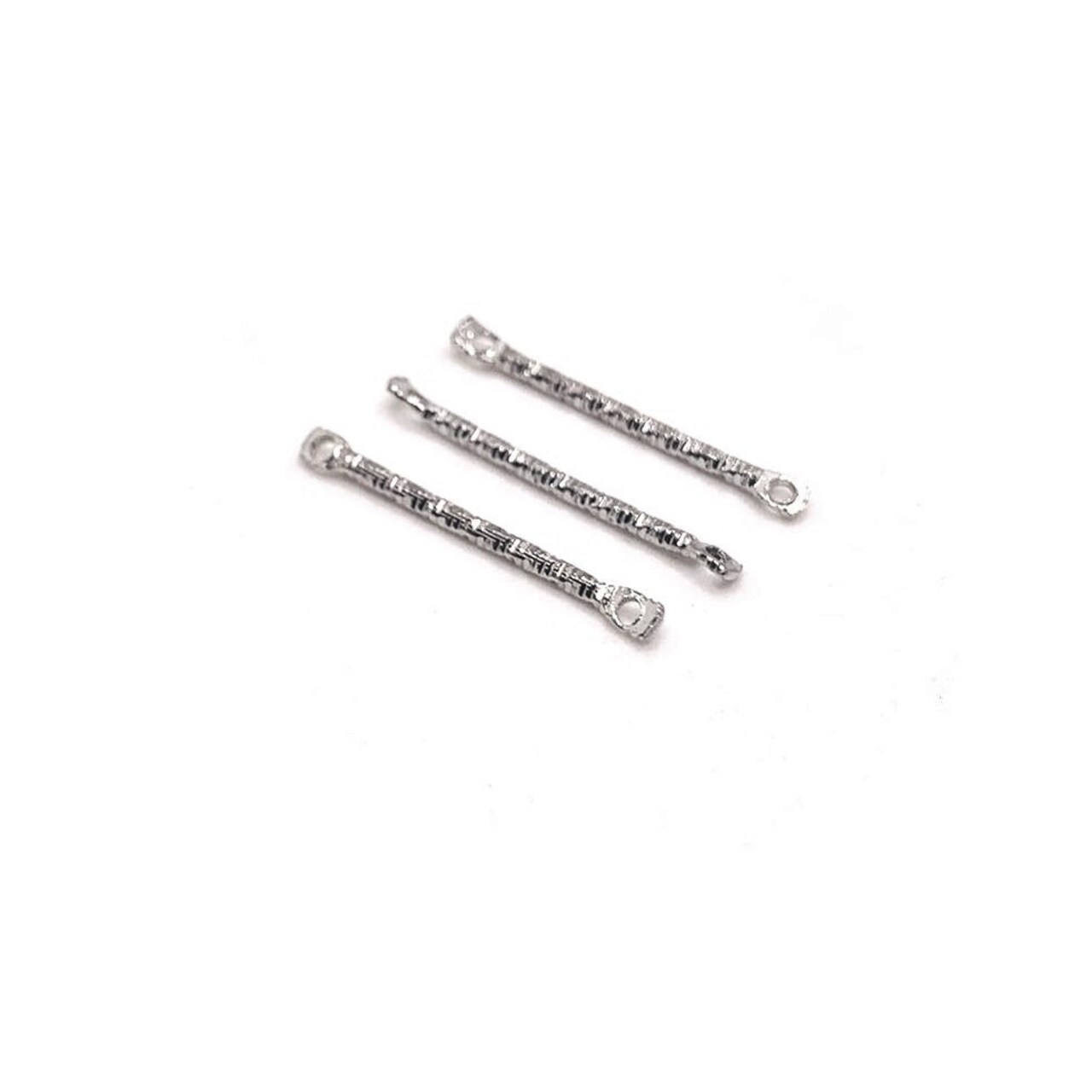 4, 20 or 50 Pieces: Silver Toned 17x2mm Decorative Bar Connectors